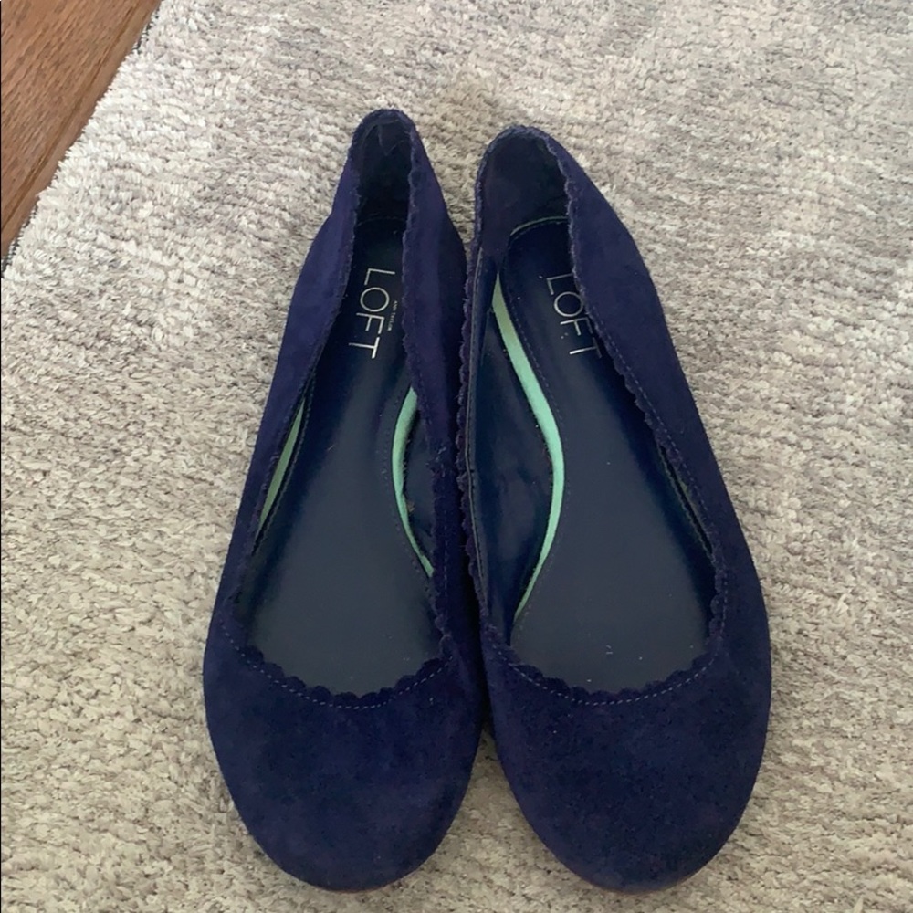Blue suede and leather lining ballet flats